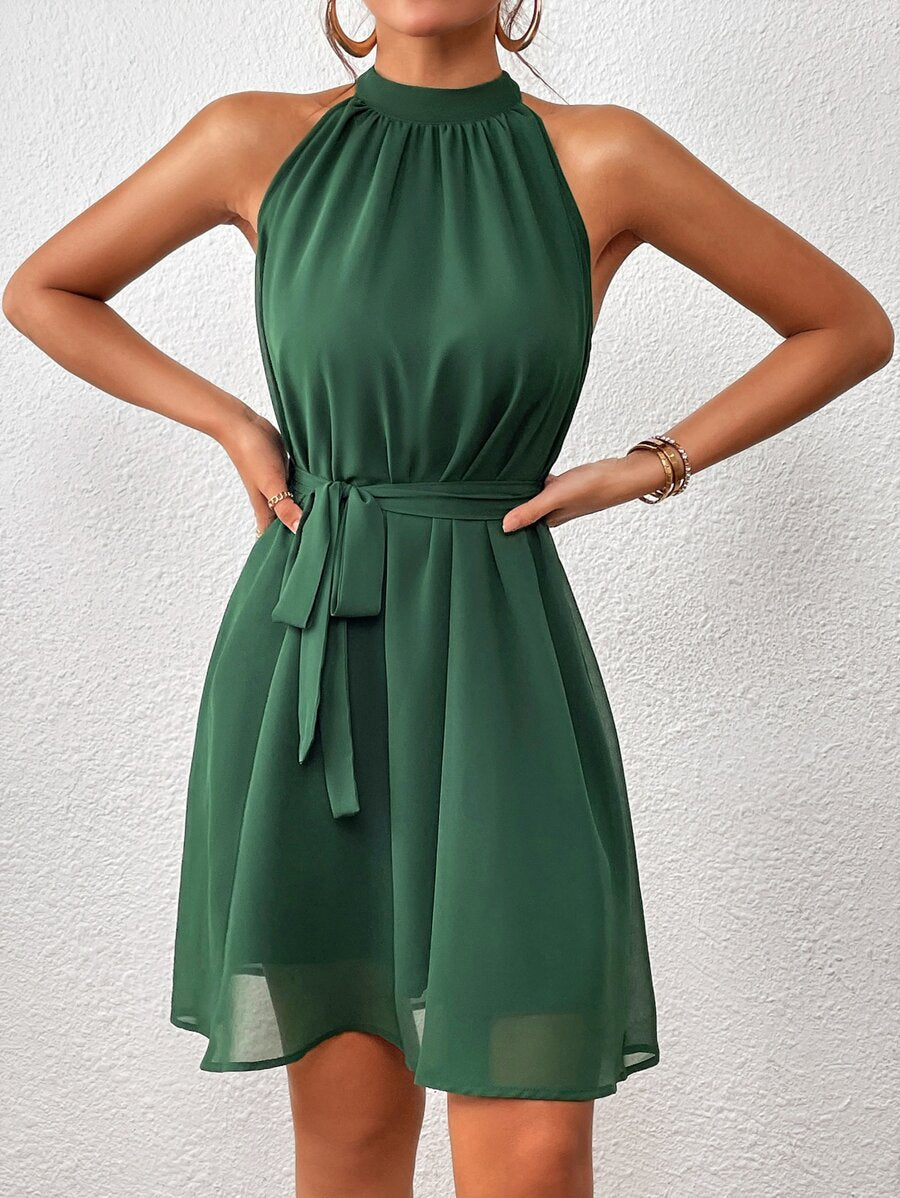 MF Firerie Halter Dress with Plain Belt