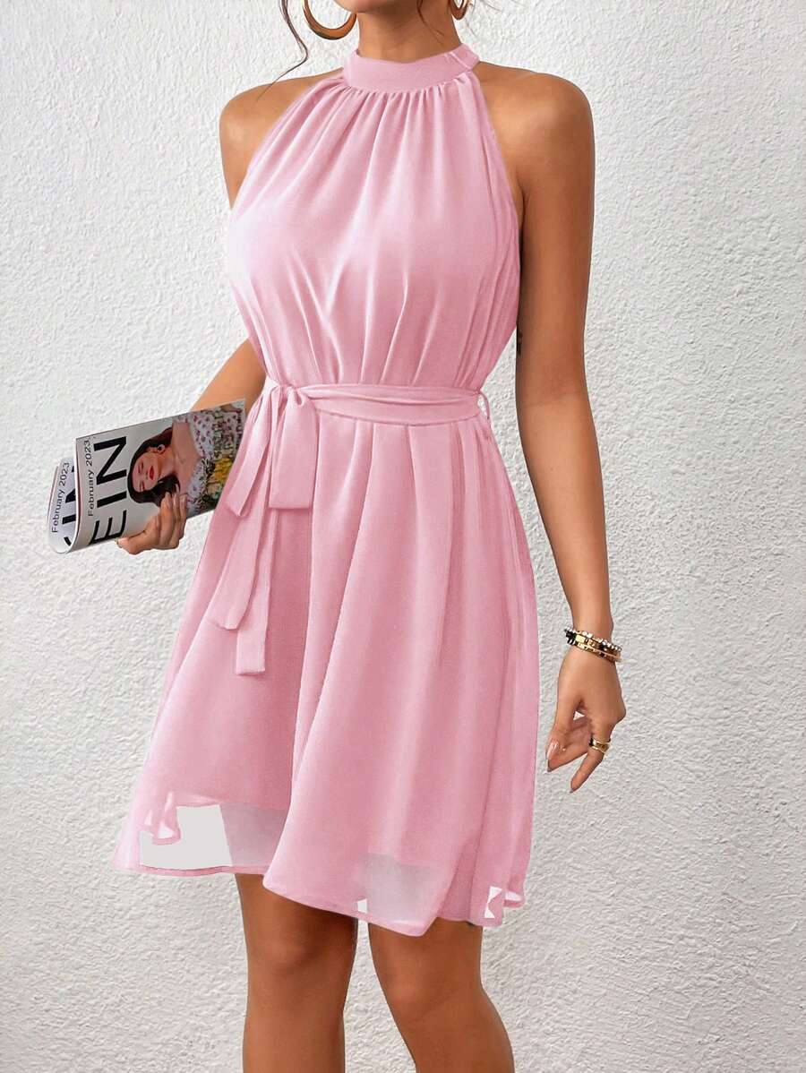MF Firerie Halter Dress with Plain Belt