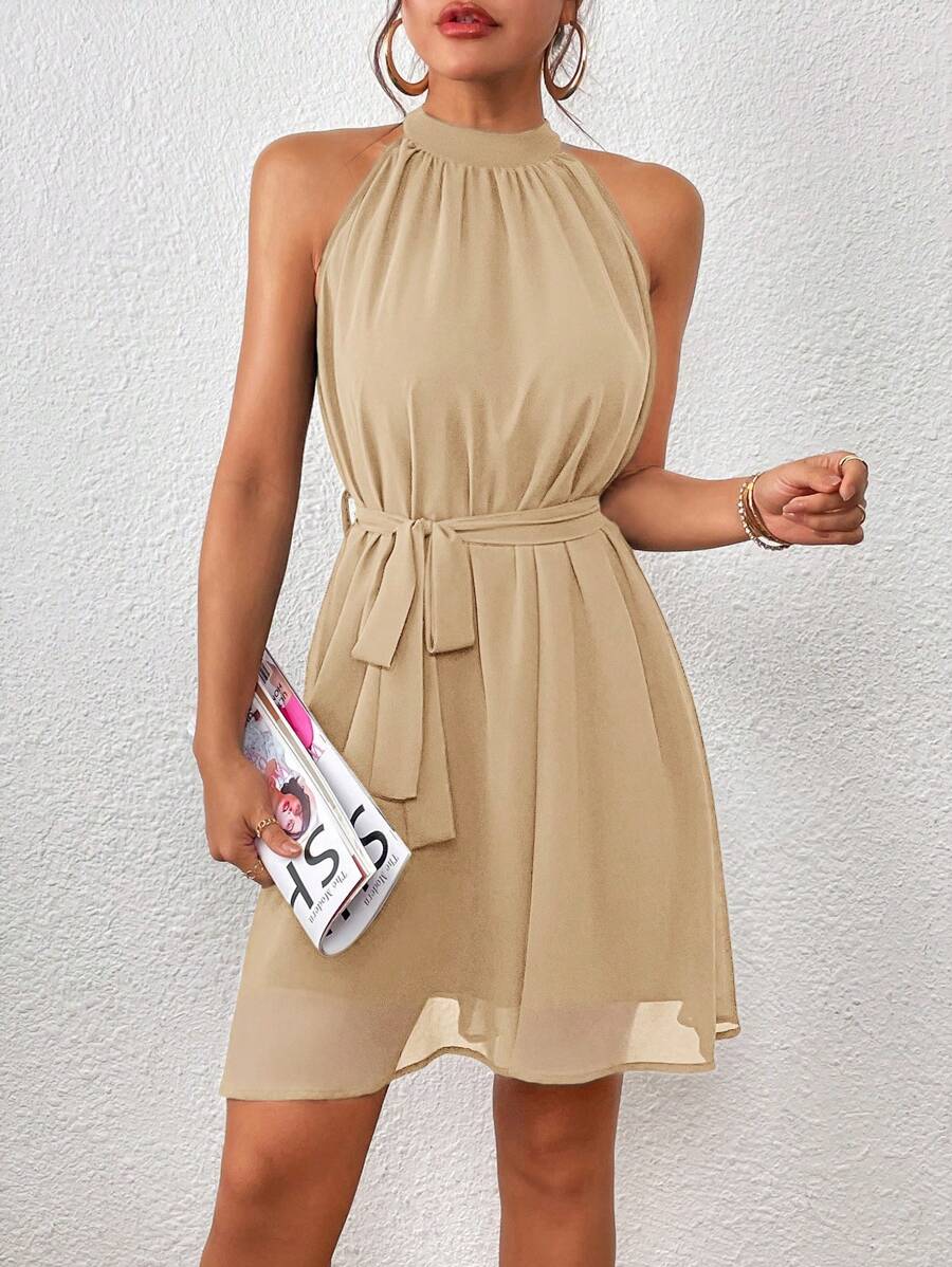 MF Firerie Halter Dress with Plain Belt