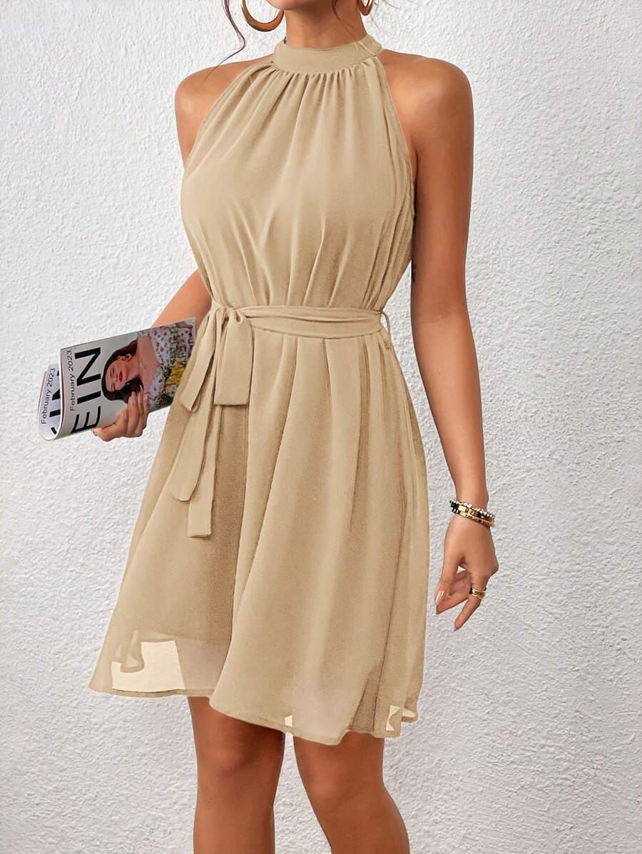 MF Firerie Halter Dress with Plain Belt