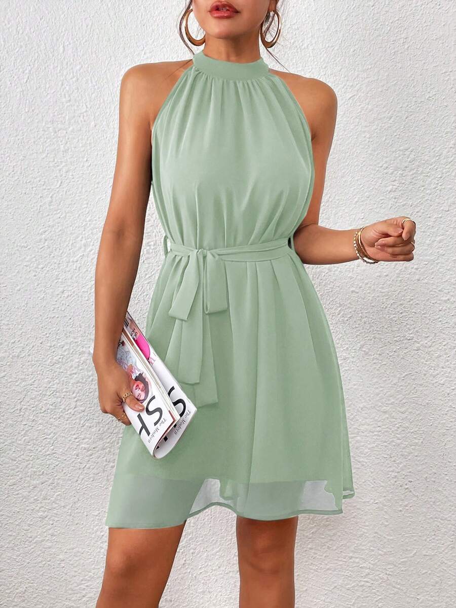 MF Firerie Halter Dress with Plain Belt