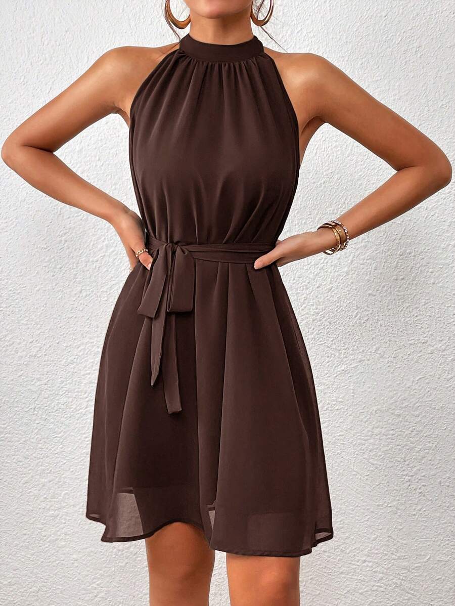 MF Firerie Halter Dress with Plain Belt