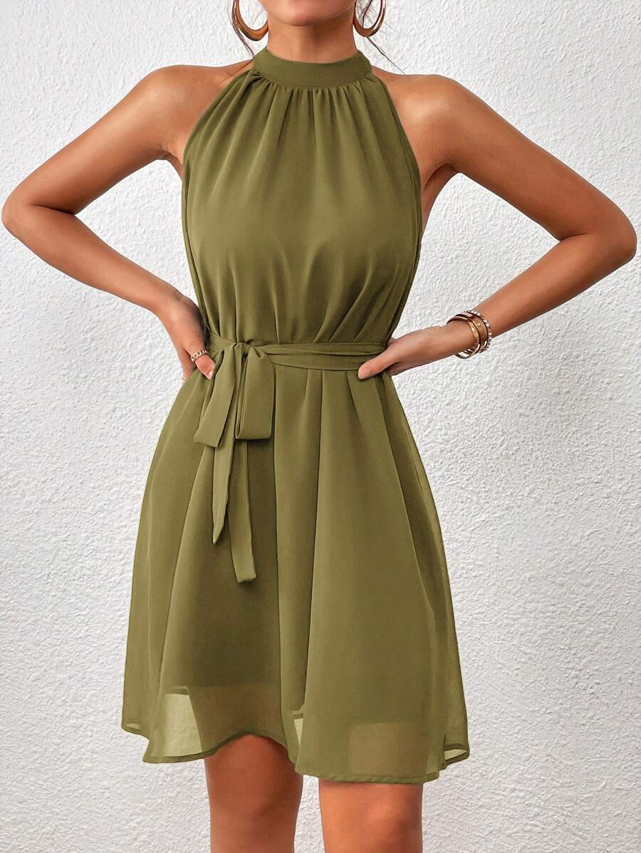 MF Firerie Halter Dress with Plain Belt