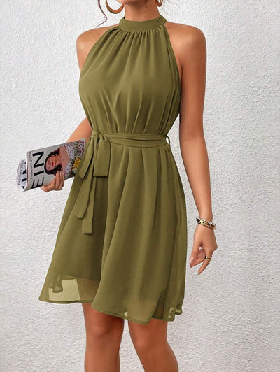 MF Firerie Halter Dress with Plain Belt